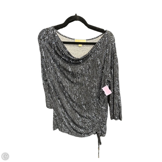 Top 3/4 Sleeve By Michael By Michael Kors In Black & Blue, Size: M