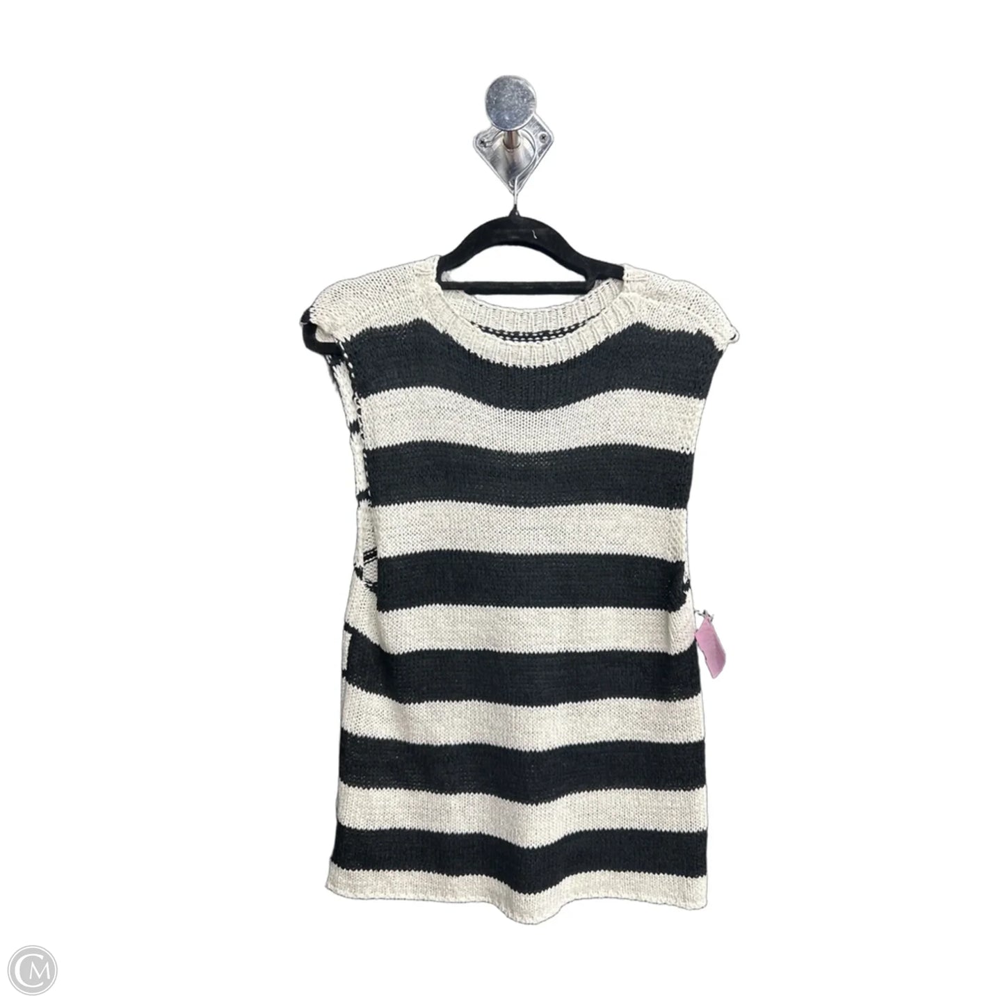Sweater Short Sleeve By Clothes Mentor In Black & White, Size: S