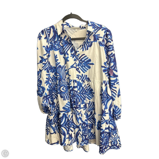 Dress Casual Midi By Clothes Mentor In Blue & White, Size: Xs