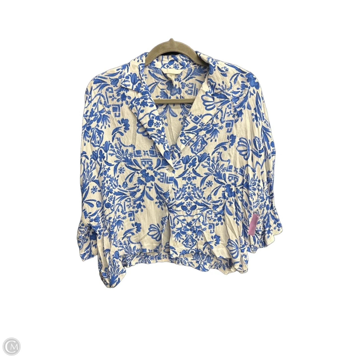 Top Long Sleeve By H&m In Blue & White, Size: Xs