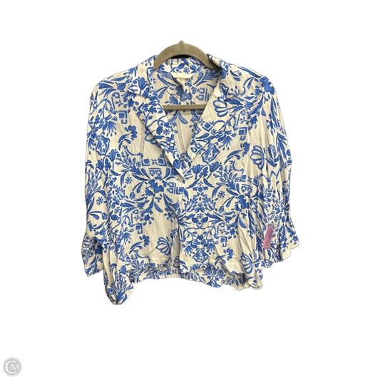 Top Long Sleeve By H&m In Blue & White, Size: Xs