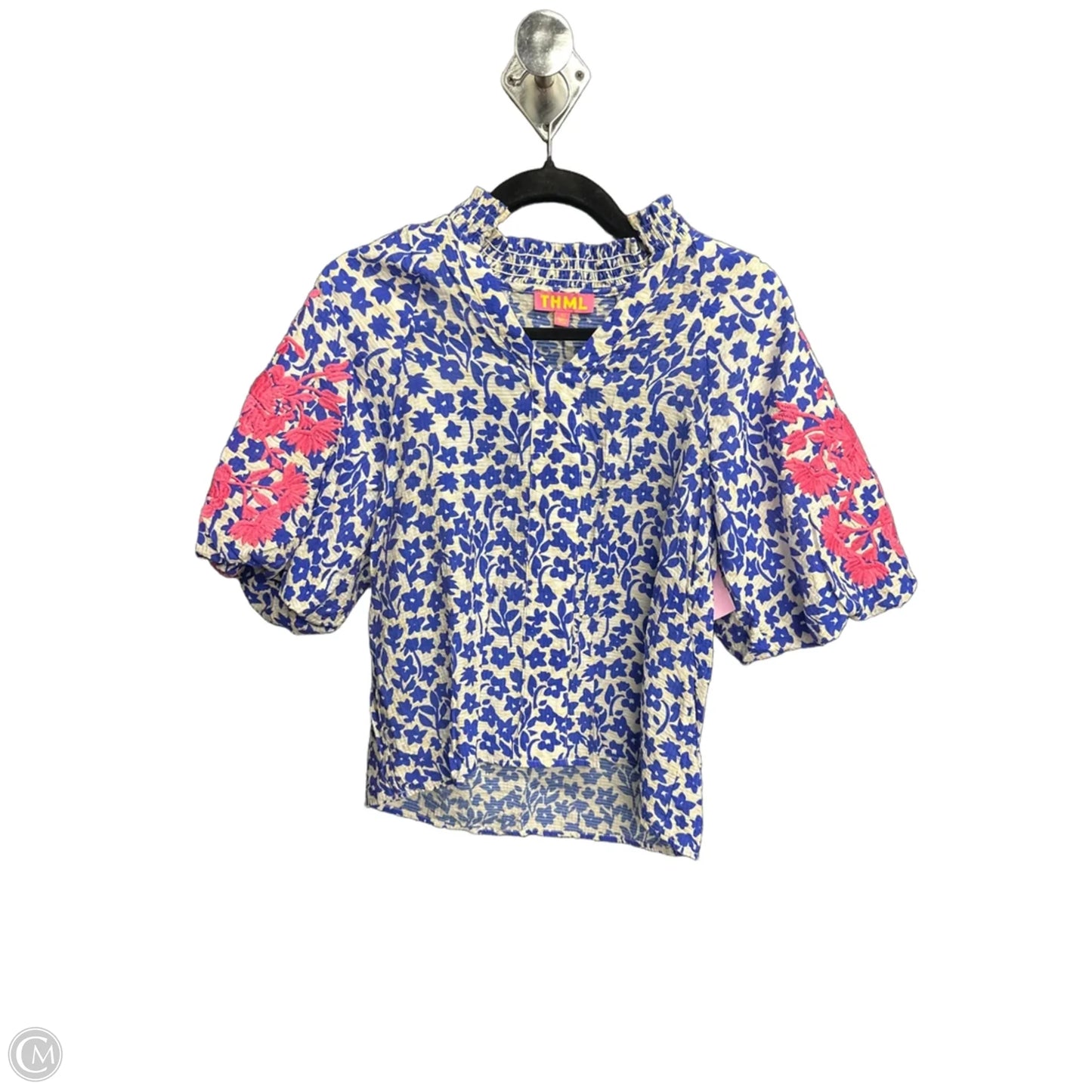 Top Short Sleeve By Thml In Blue & White, Size: Xs