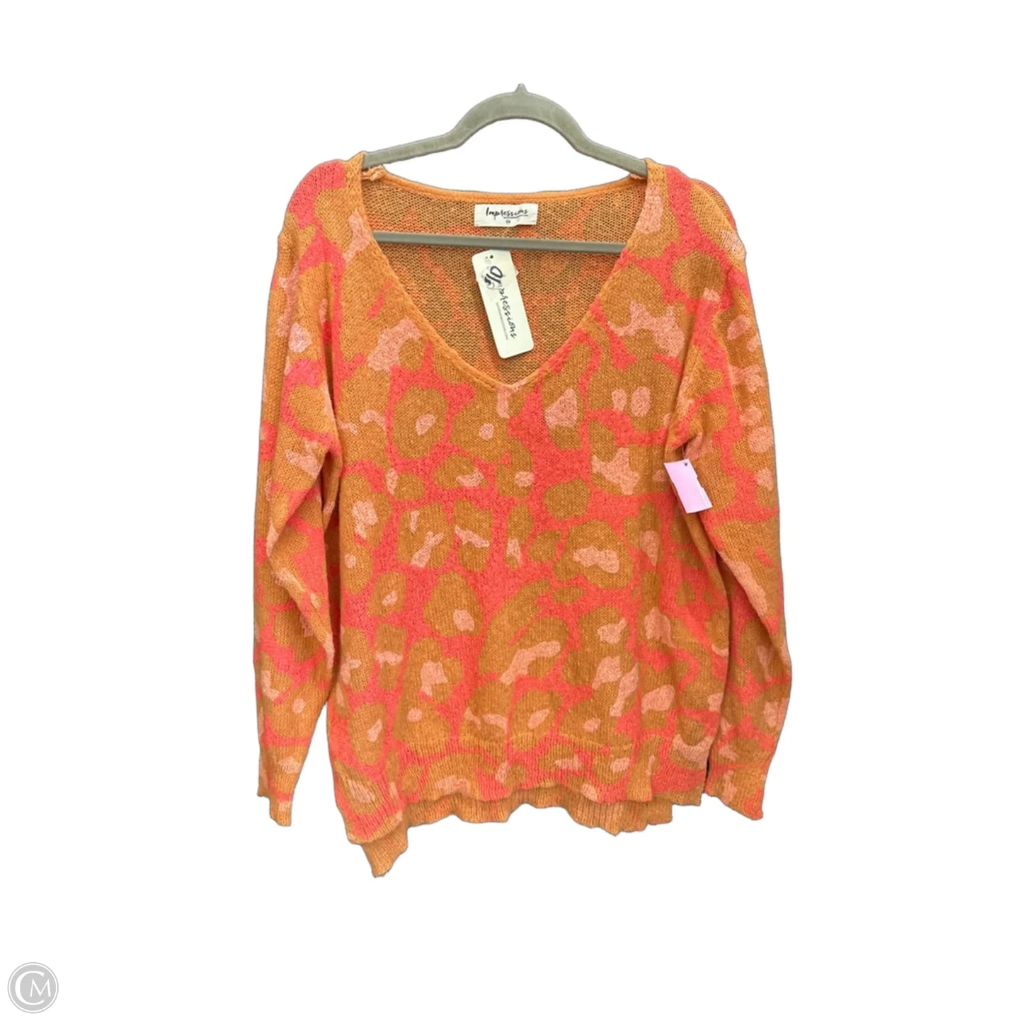 Sweater By Impressions In Orange & Pink, Size: S