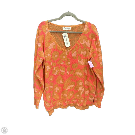 Sweater By Impressions In Orange & Pink, Size: S