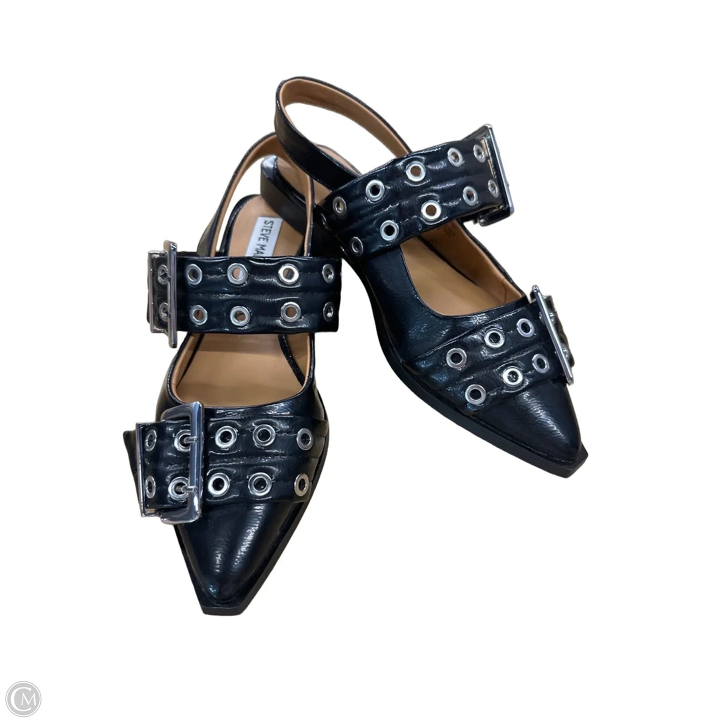 Shoes Flats By Steve Madden In Black & Silver, Size: 6.5