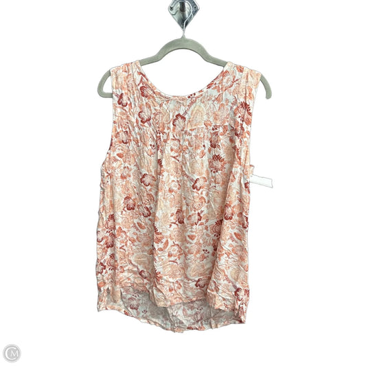 Top Sleeveless By Loft In Orange & White, Size: L