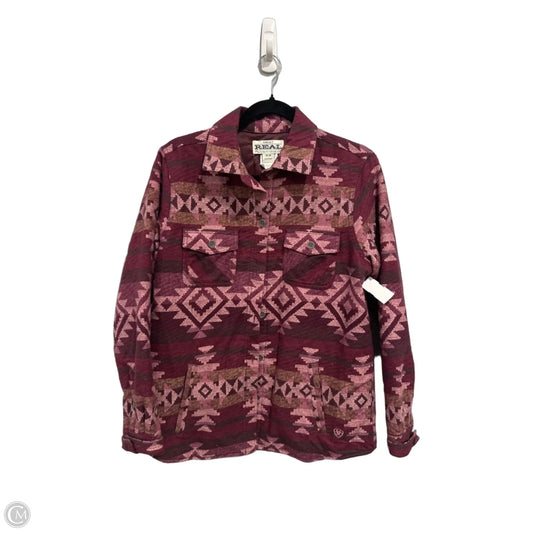 Jacket Shirt By Ariat In Purple & Red, Size: M