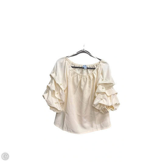 Blouse Short Sleeve By Cece In Cream, Size: M