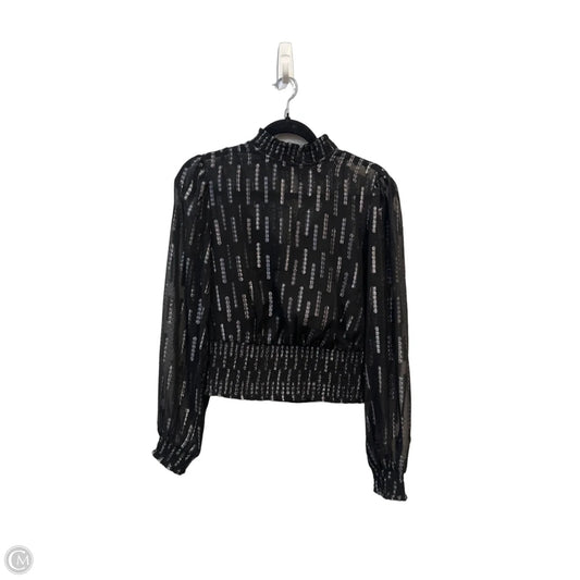 Top Long Sleeve By Express In Black & Silver, Size: S