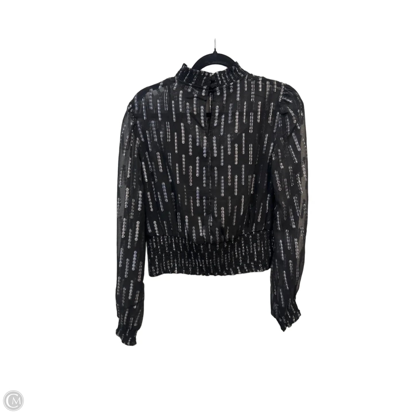Top Long Sleeve By Express In Black & Silver, Size: S
