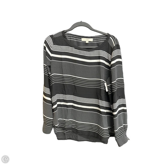 Top 3/4 Sleeve By Loft In Black & White, Size: M