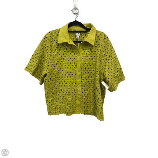 Blouse Short Sleeve By Worthington In Green, Size: L
