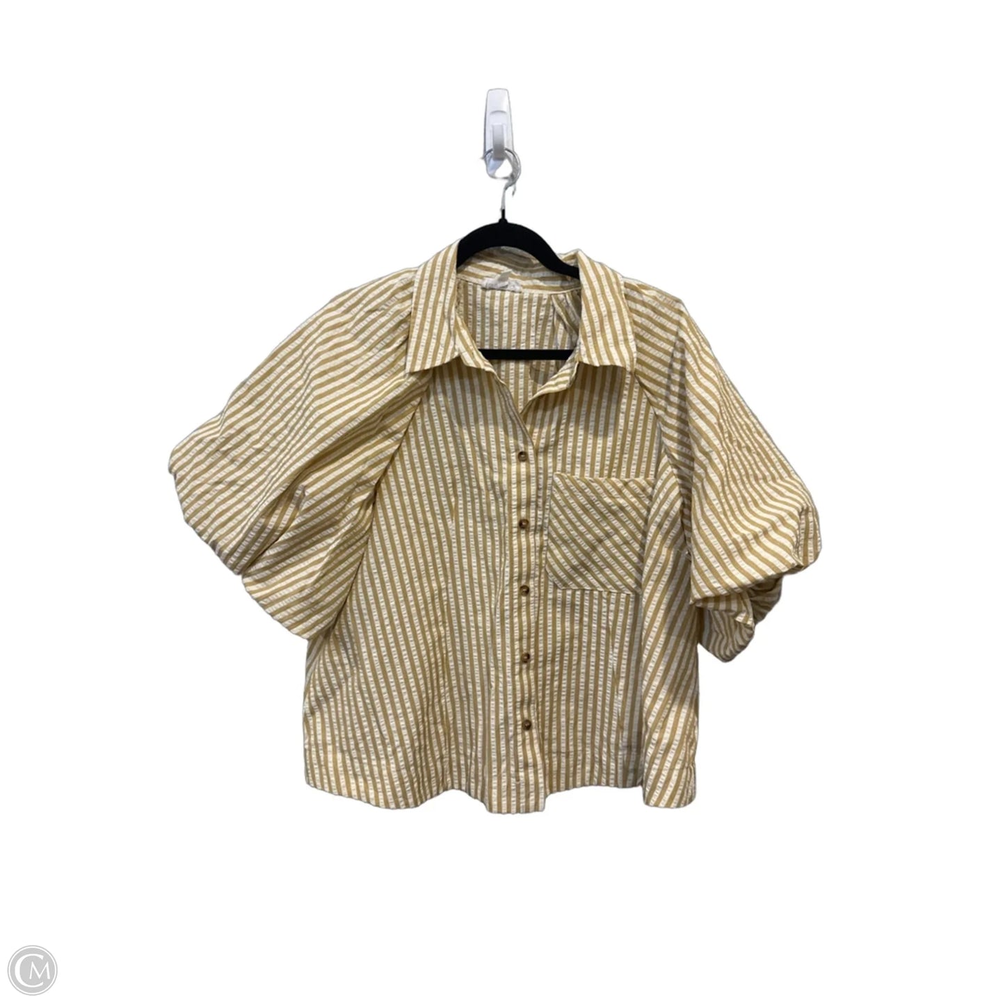 Blouse Short Sleeve By &merci In Striped Pattern, Size: L