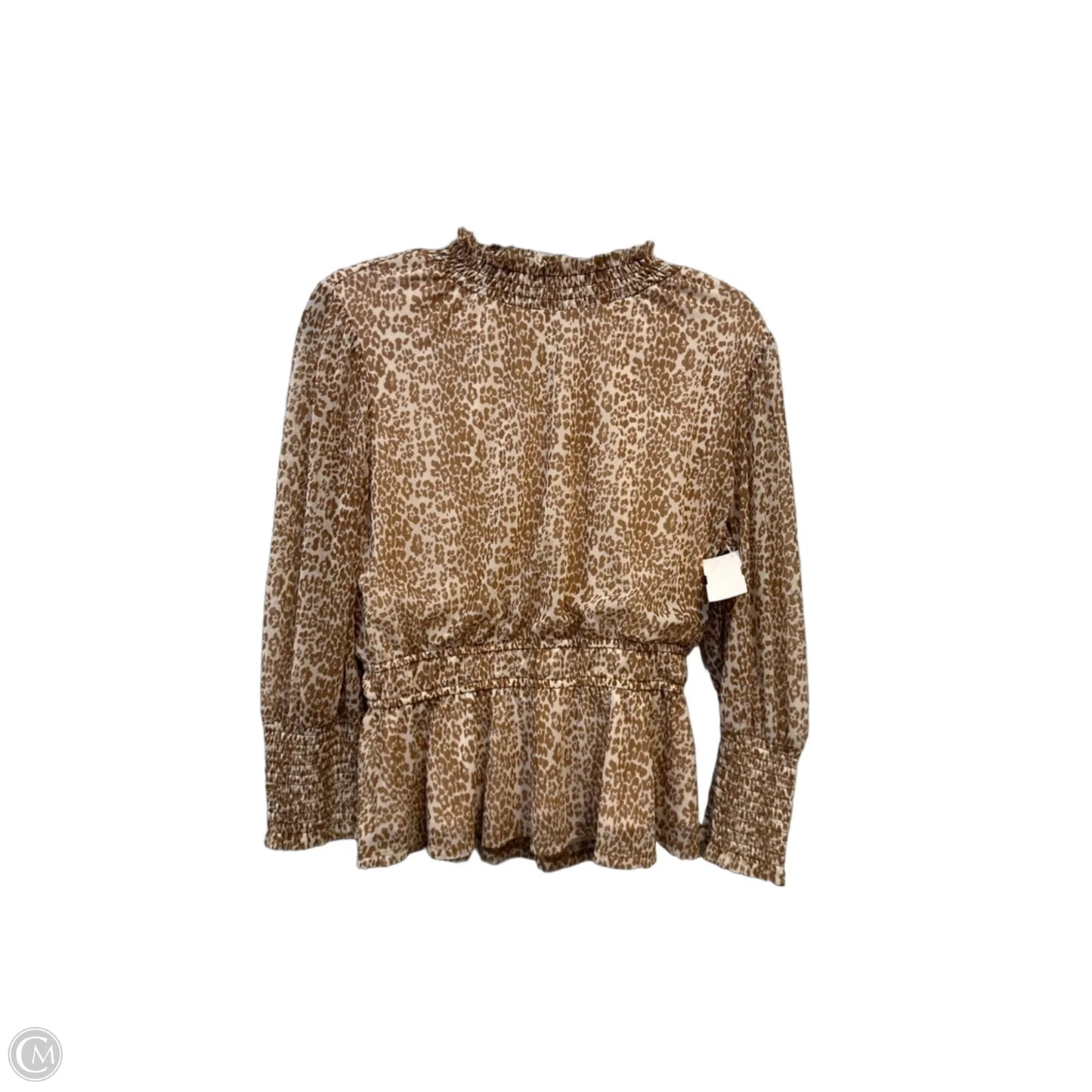 Top Long Sleeve By Collective Concepts In Brown & White, Size: M
