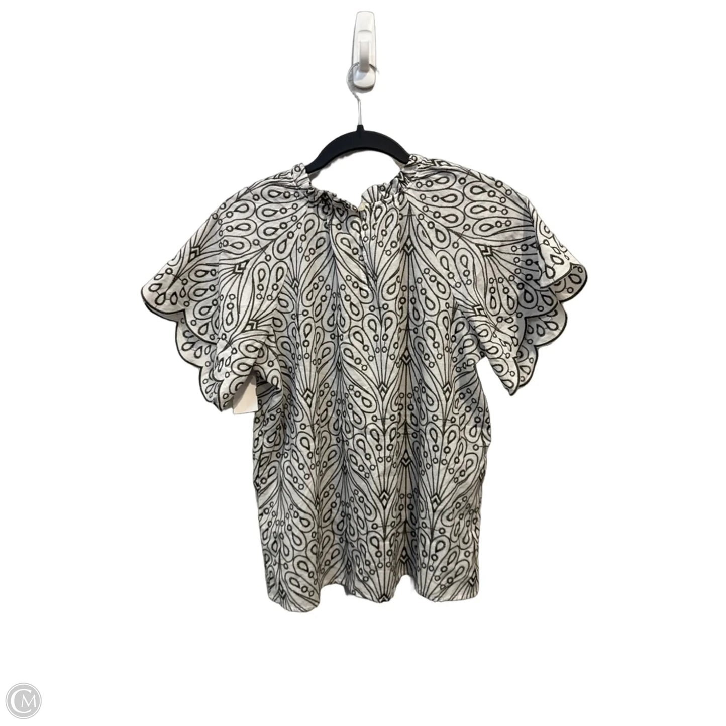 Blouse Short Sleeve By Loft In Green & White, Size: S