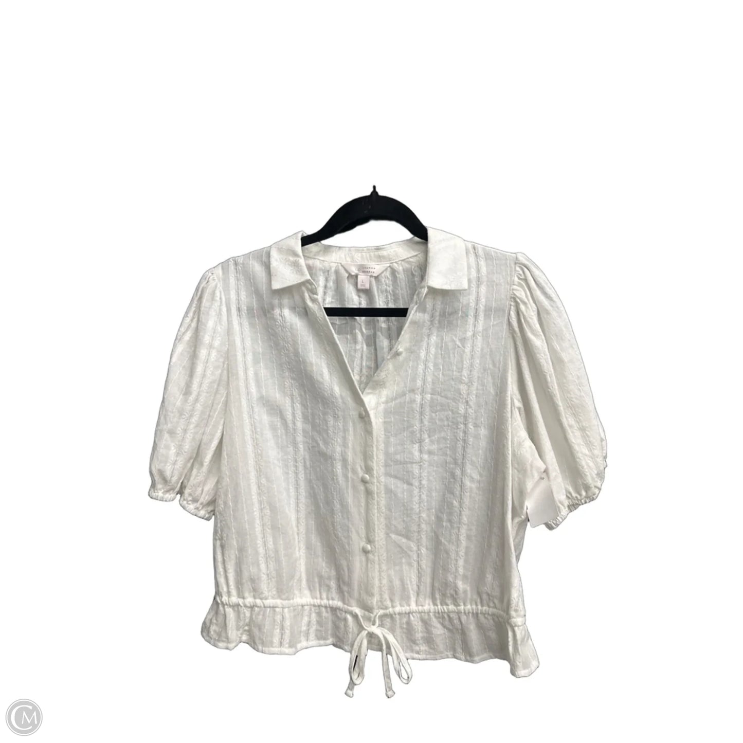 Blouse Short Sleeve By Lc Lauren Conrad In White, Size: L