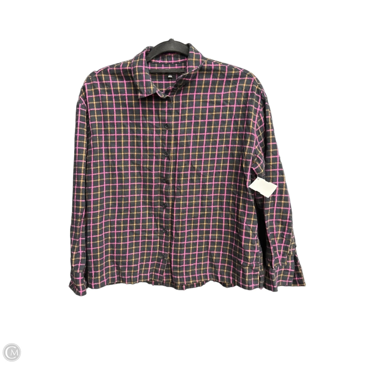 Top Long Sleeve By Madewell In Plaid Pattern, Size: S