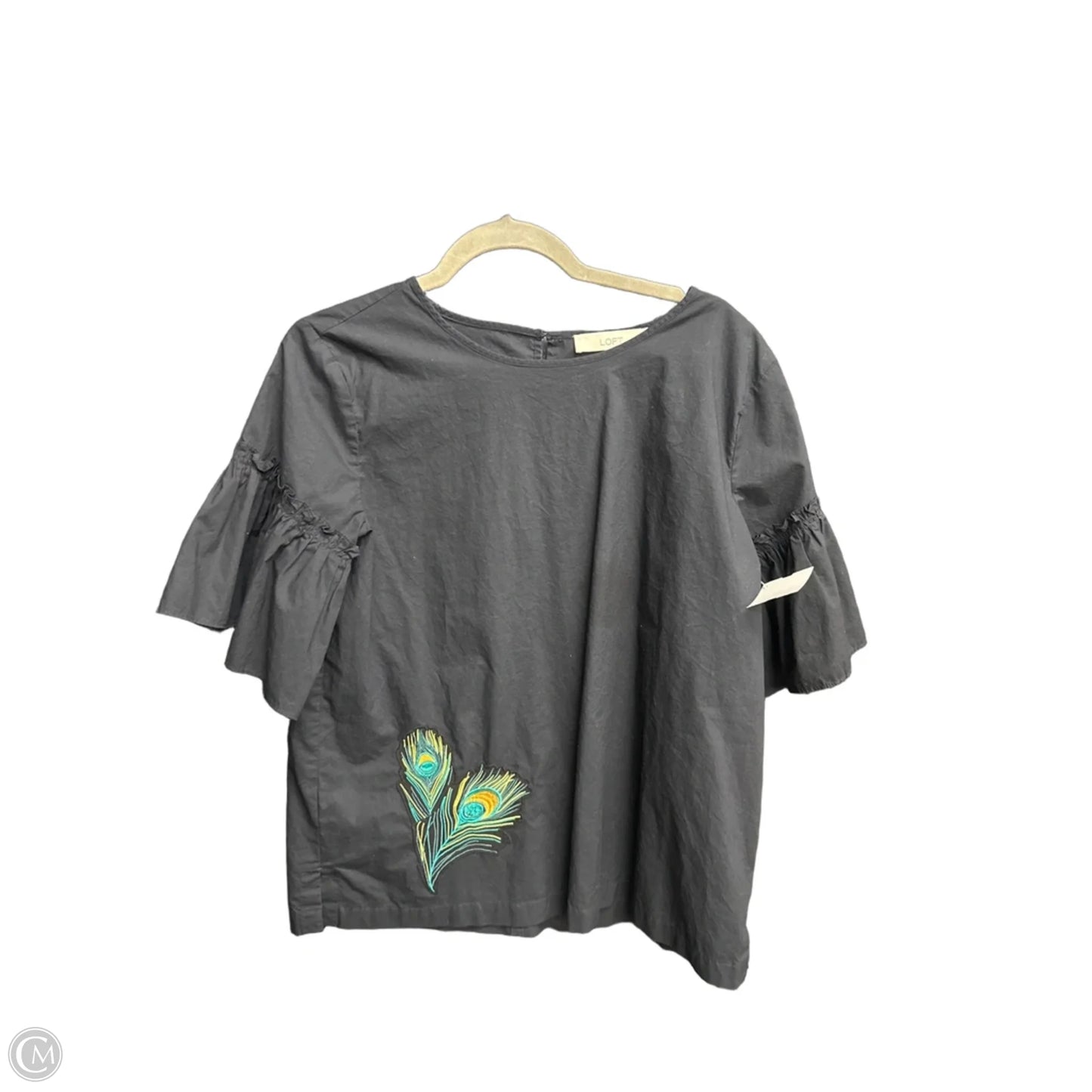 Top Short Sleeve By Loft In Black, Size: M