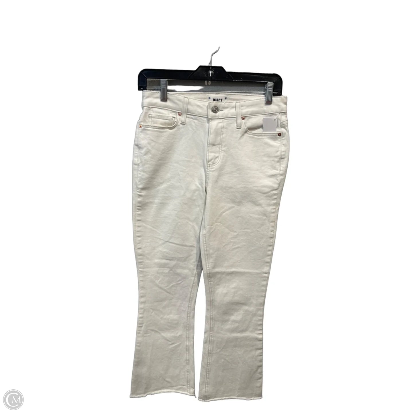 Jeans Flared By Paige In White Denim, Size: 2
