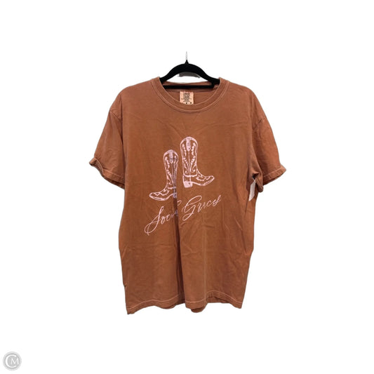 Top Short Sleeve By Comfort Colors In Orange, Size: M