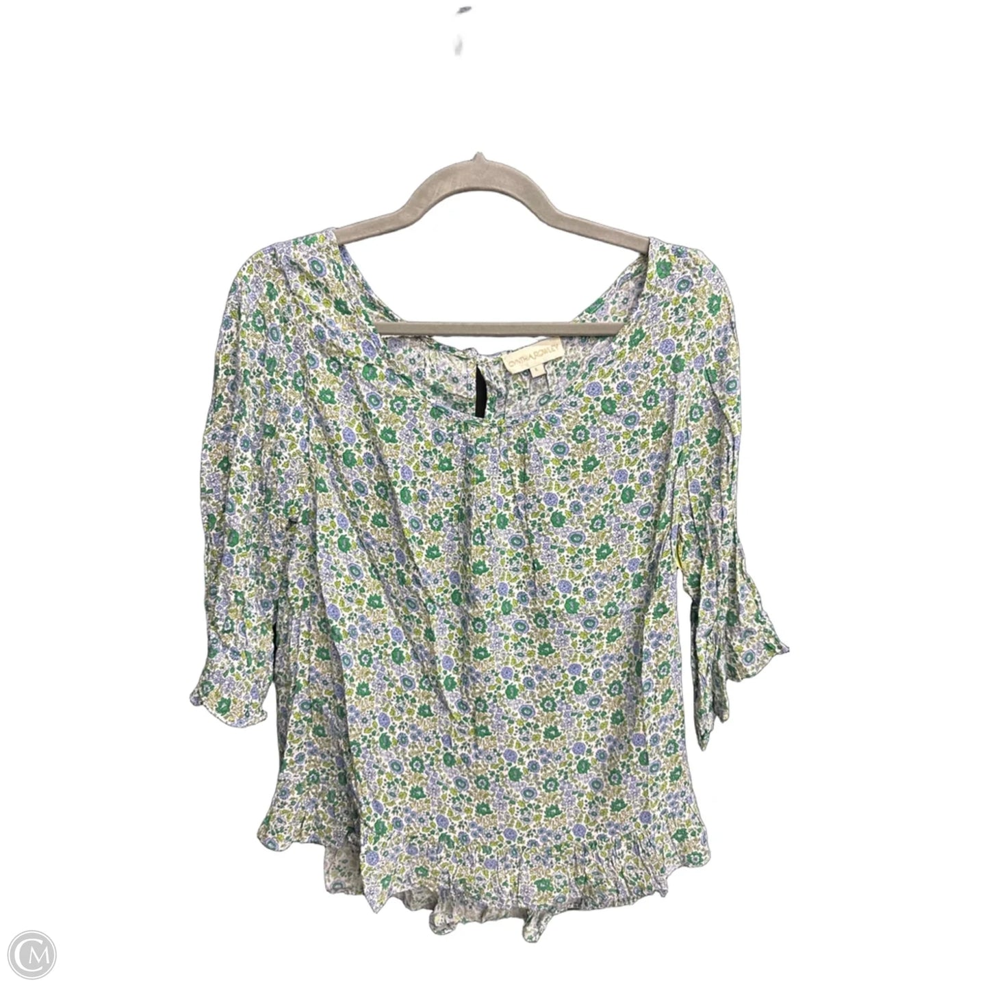 Top 3/4 Sleeve By Cynthia Rowley In Floral Print, Size: L