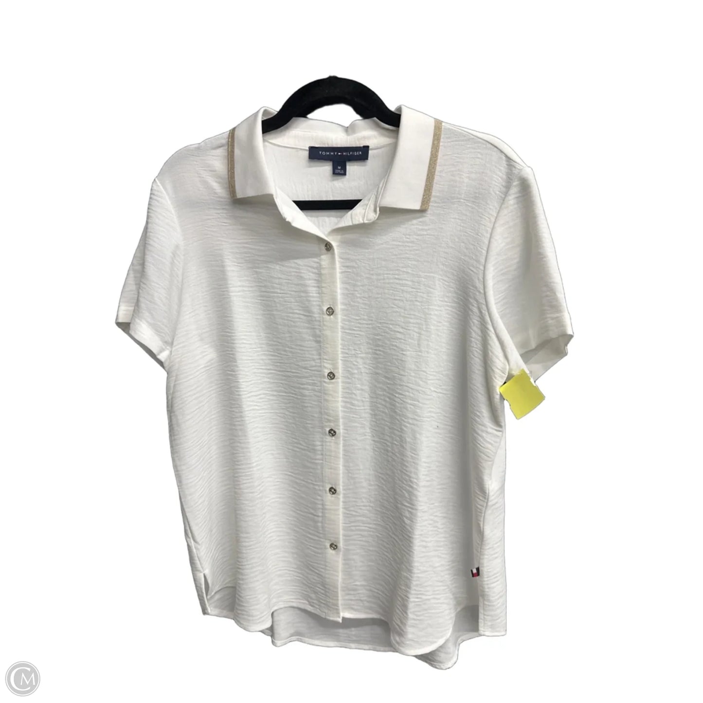Blouse Short Sleeve By Tommy Hilfiger In White, Size: M