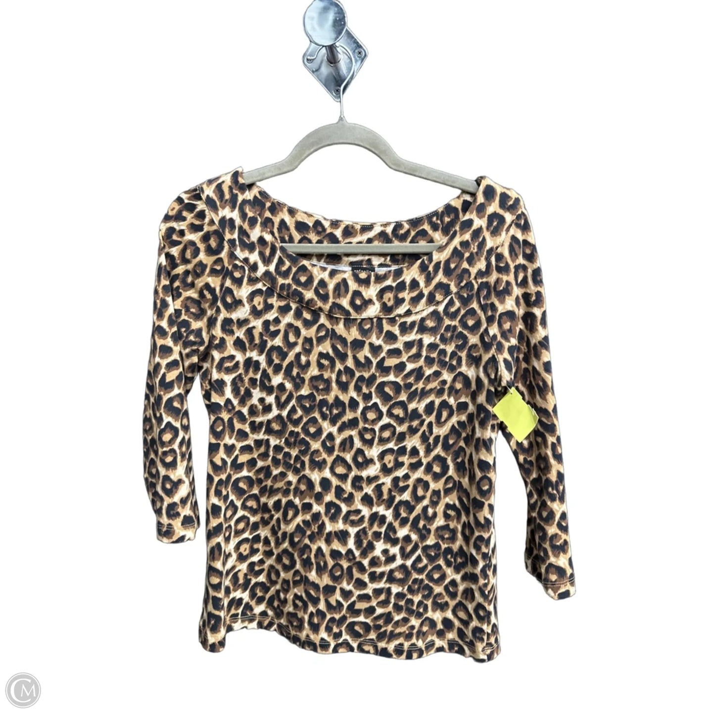 Top 3/4 Sleeve By Rafaella In Leopard Print, Size: S