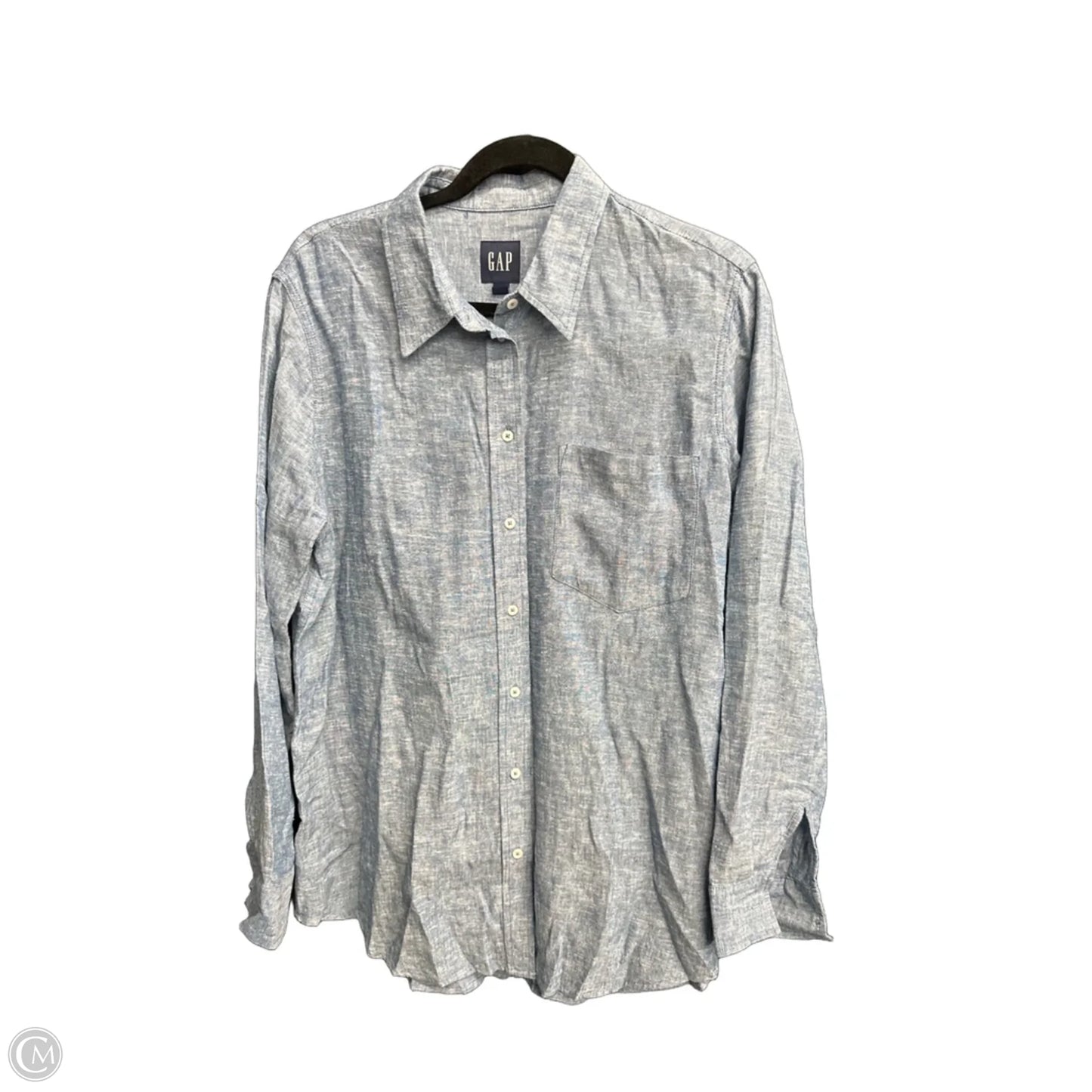 Top Long Sleeve By Gap In Blue Denim, Size: M