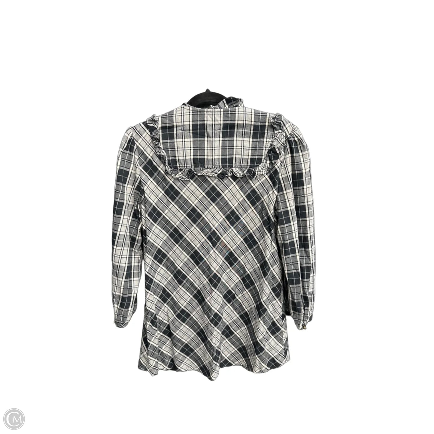 Top 3/4 Sleeve By Banana Republic In Plaid Pattern, Size: M