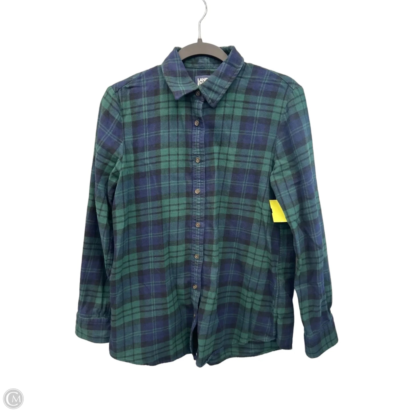 Top Long Sleeve By Lands End In Plaid Pattern, Size: M
