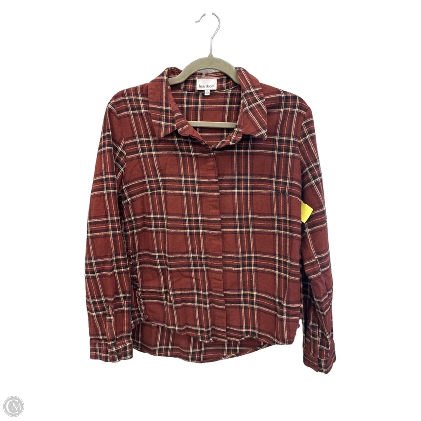 Top Long Sleeve By Heartloom In Plaid Pattern, Size: M