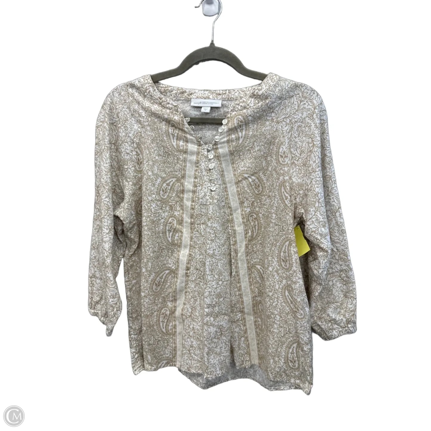 Top 3/4 Sleeve By Pure Jill In Cream & White, Size: S