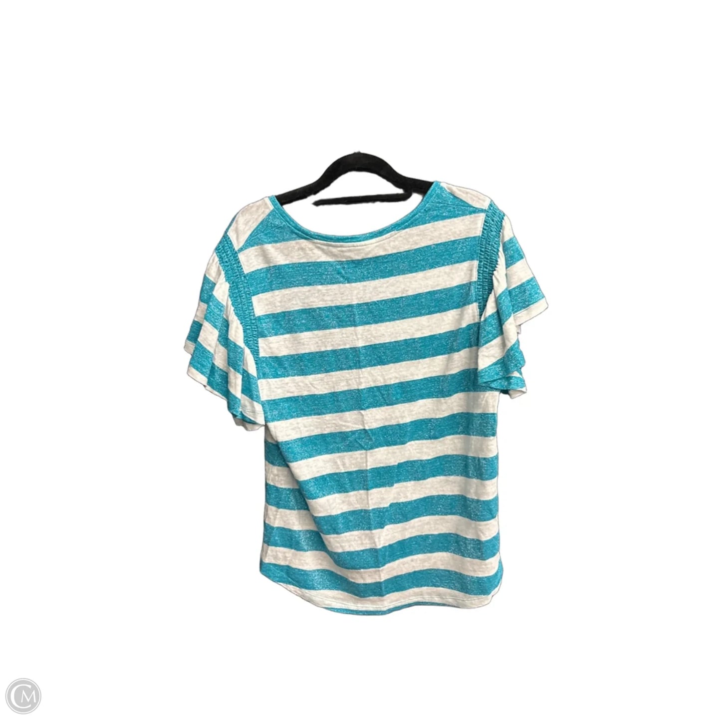 Top Short Sleeve By Chicos In Striped Pattern, Size: L