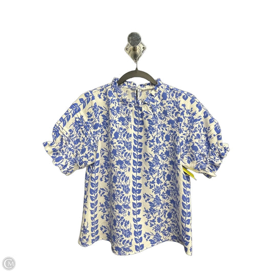 Top Short Sleeve By Thml In Blue & White, Size: S