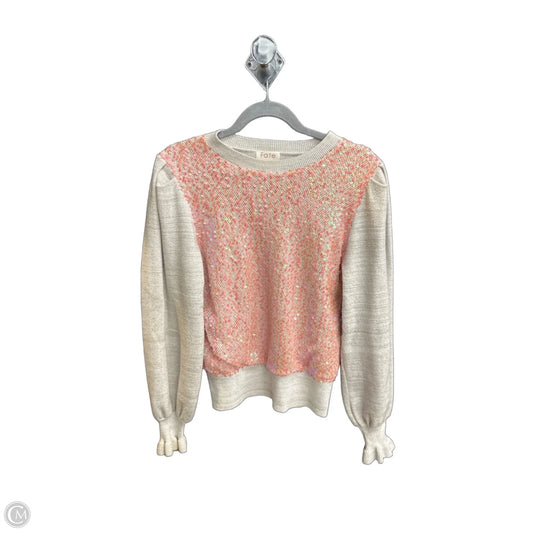 Blouse Long Sleeve By Fate In Grey & Pink, Size: S