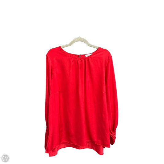 Blouse Long Sleeve By Calvin Klein In Red, Size: 1x