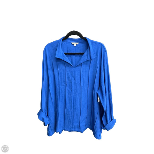 Blouse 3/4 Sleeve By John Mark In Blue, Size: Xl