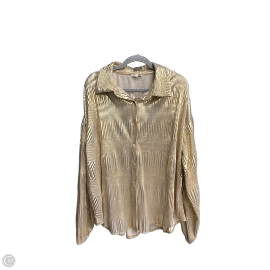 Blouse Long Sleeve By Bibi In Gold, Size: L