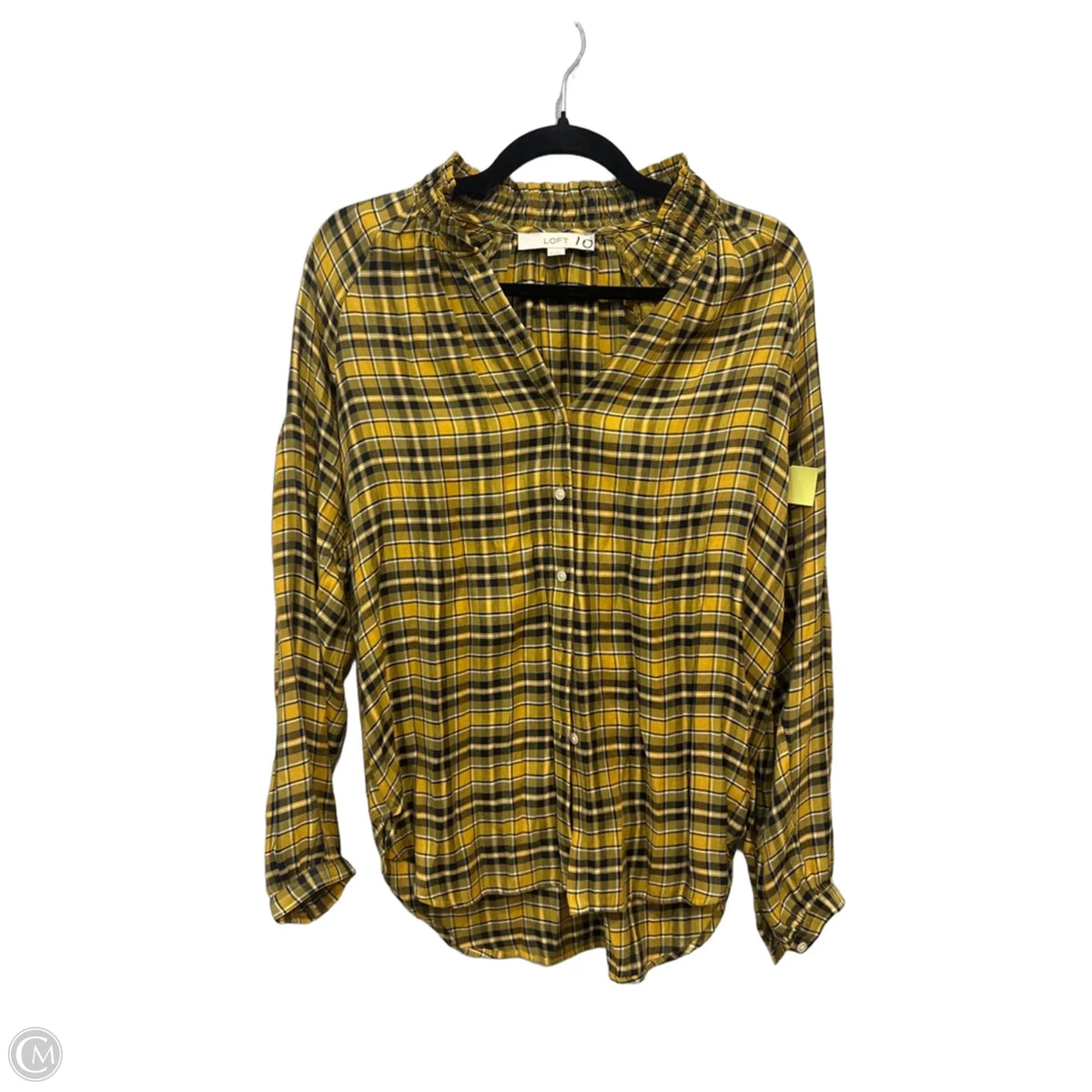 Top Long Sleeve By Loft In Plaid Pattern, Size: S