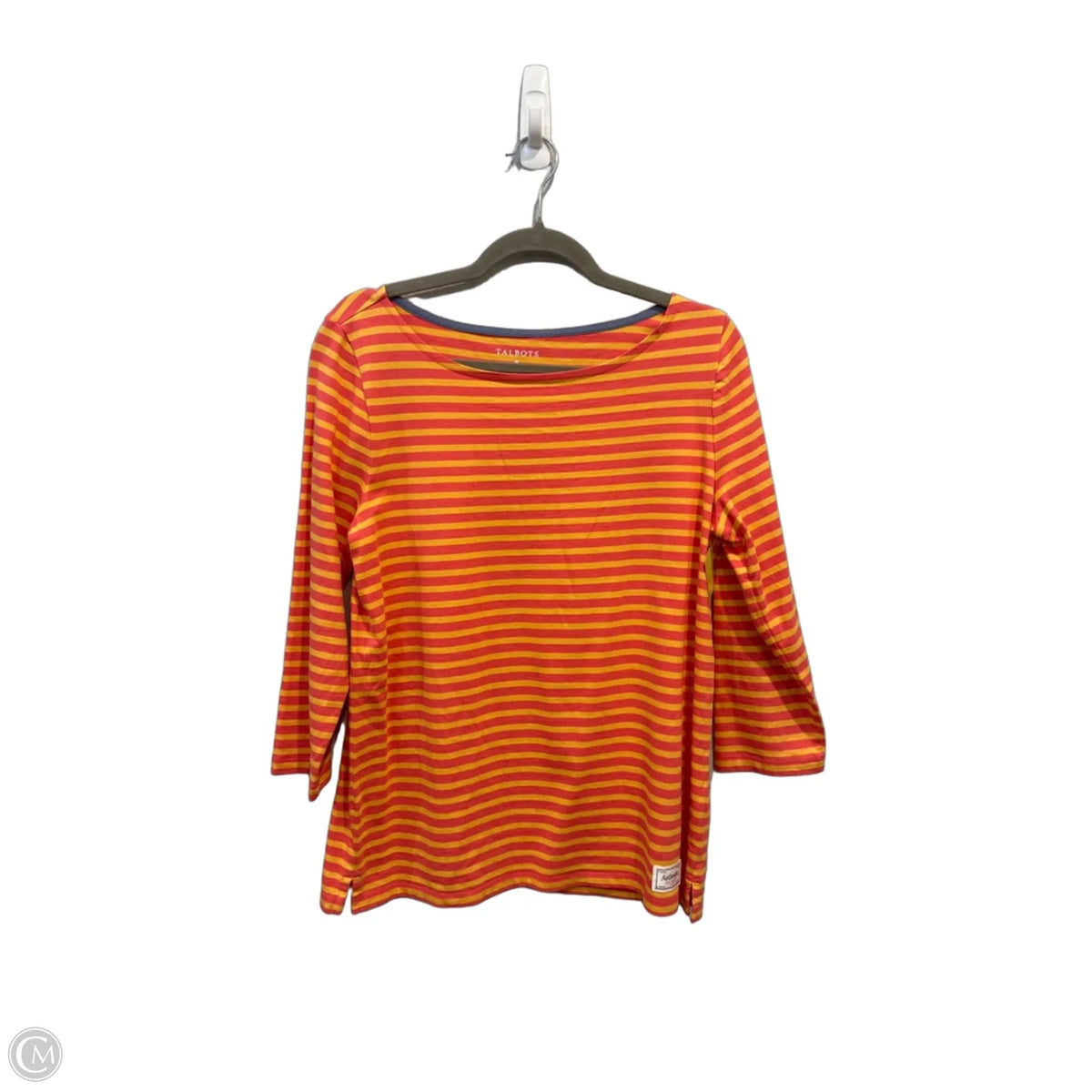 Top 3/4 Sleeve By Talbots In Striped Pattern, Size: M