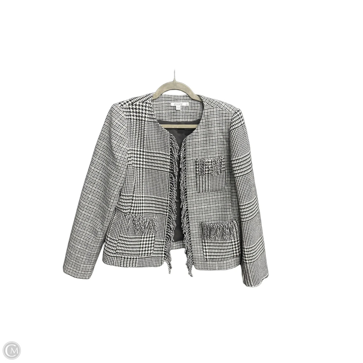Blazer By Chicos In Checkered Pattern, Size: M