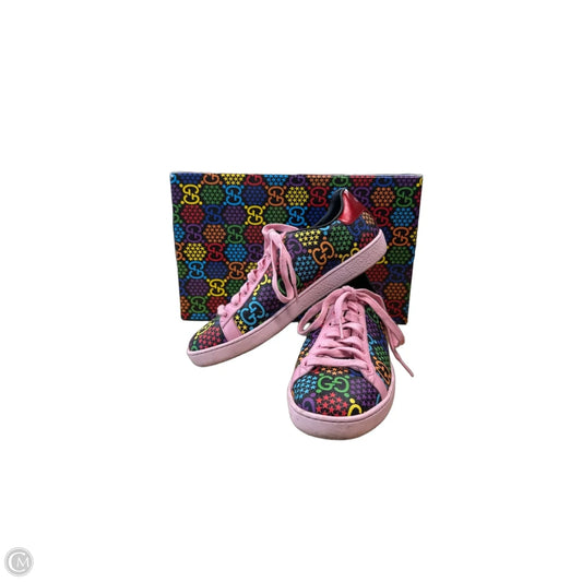 Shoes Luxury Designer By Gucci In Rainbow Print, Size: 7