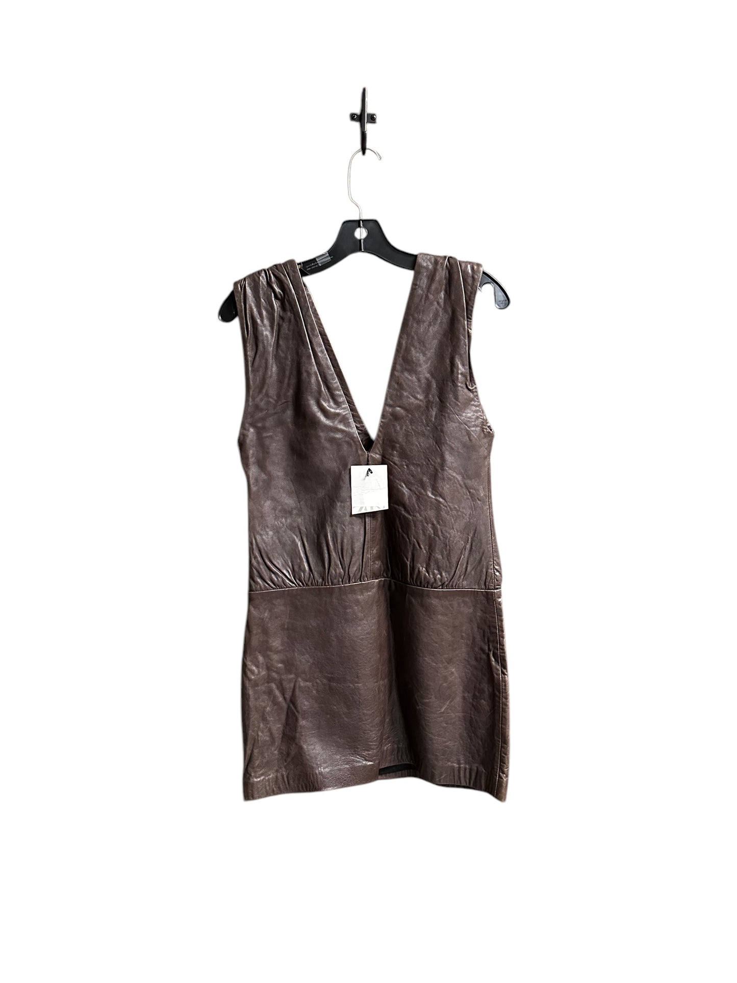 Dress Casual Short By Zara In Brown & Cream, Size: Xs