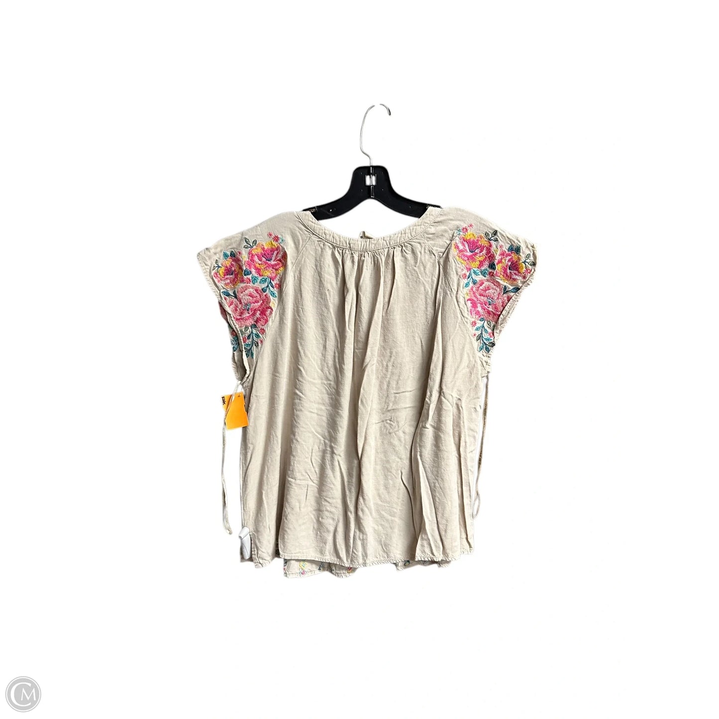 Top Short Sleeve By Savanna Jane In Beige, Size: M