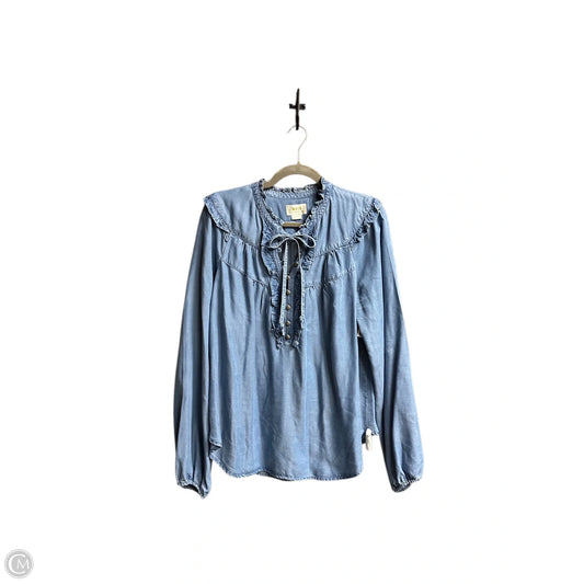 Top Long Sleeve By Maeve In Blue Denim, Size: M