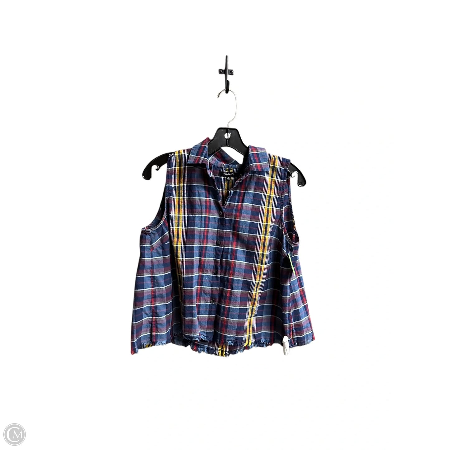 Top Sleeveless By Madewell In Checkered Pattern, Size: M