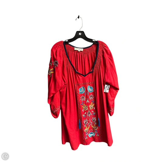 Top 3/4 Sleeve By Clothes Mentor In Red, Size: 2x