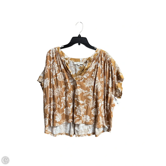 Top Short Sleeve By Loft In Brown, Size: L