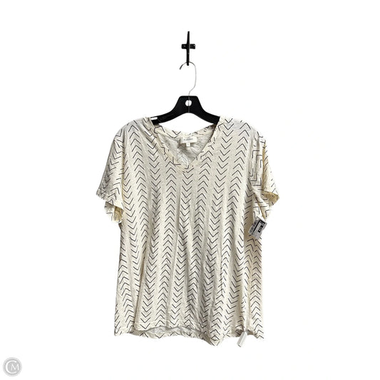 Top Short Sleeve By Bohme In Black & White, Size: L