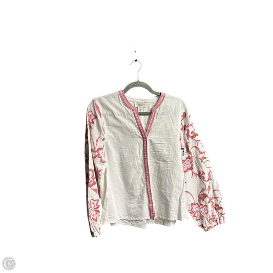 Top Long Sleeve By Calypso St Barth In Pink & White, Size: M